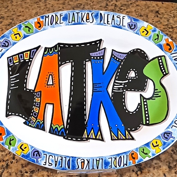 "LATKES" Appetizer Serving Platter. By, Jessica Sporn 2015. Beautiful Colors. - Picture 2 of 15